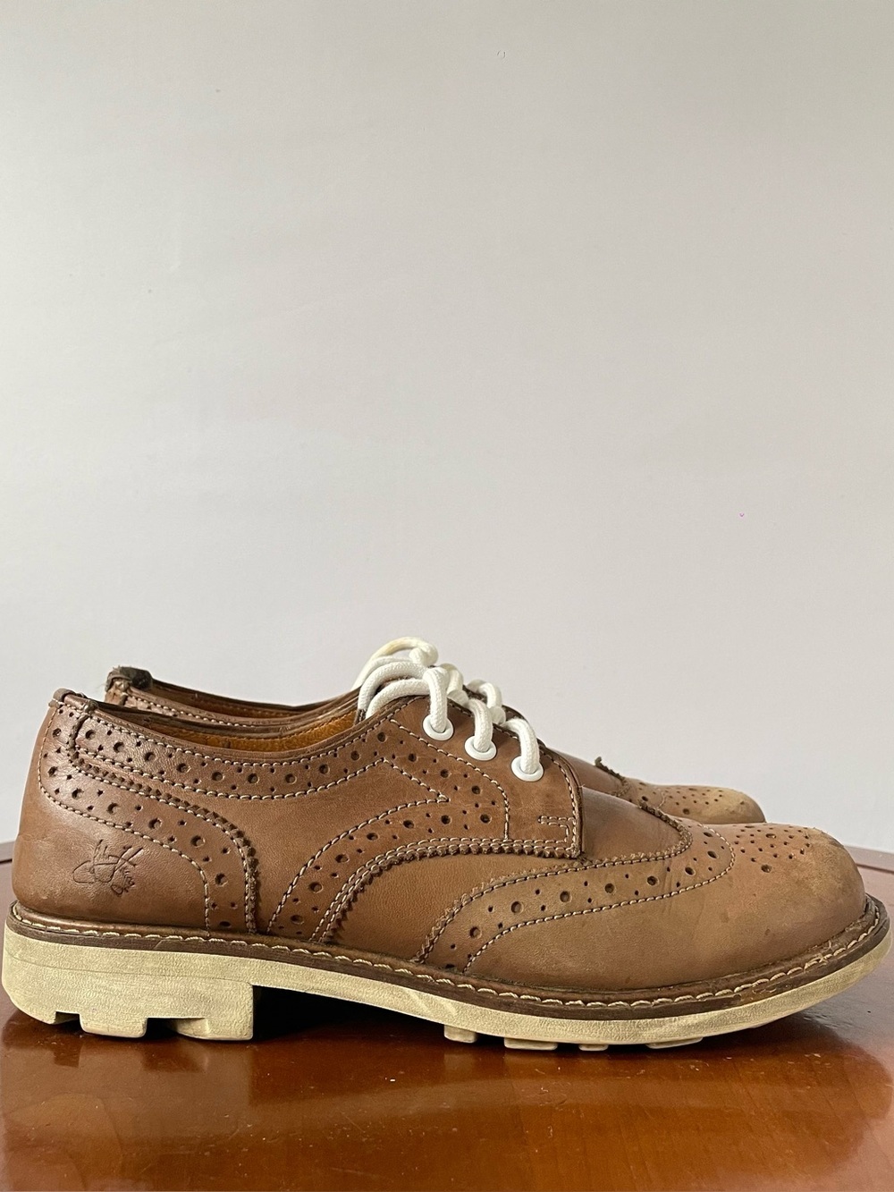 John Fluevog Brown Leather Wingtip Brogue Oxfords | US 8.5